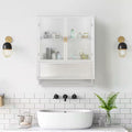 23.62 In. W X 27.56 In. H Rectangular White Metal Surface Mount Medicine Cabinet without Mirror, with Towel Rack