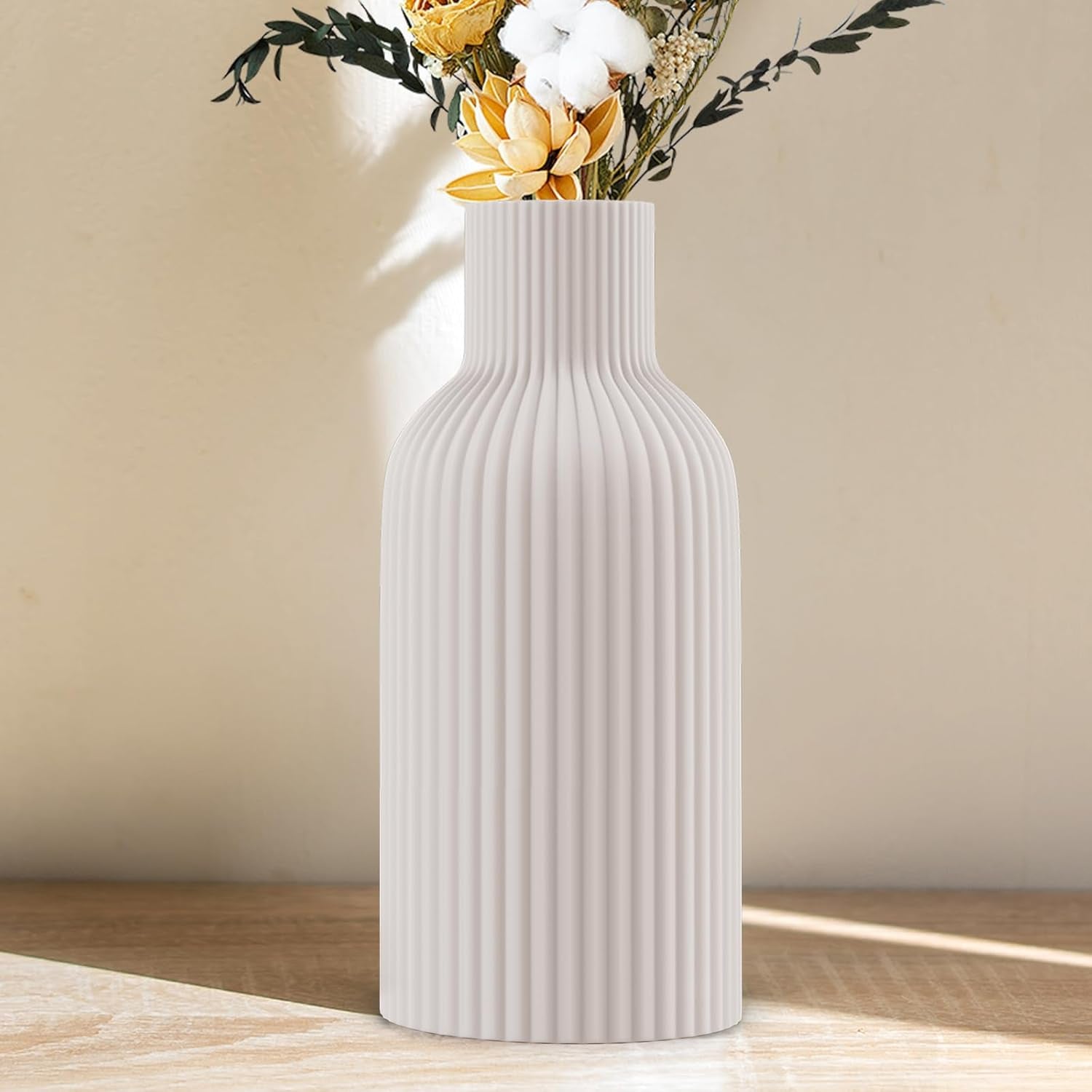 Matte White Ceramic Flower Vase for Modern Home Decor and Centerpieces