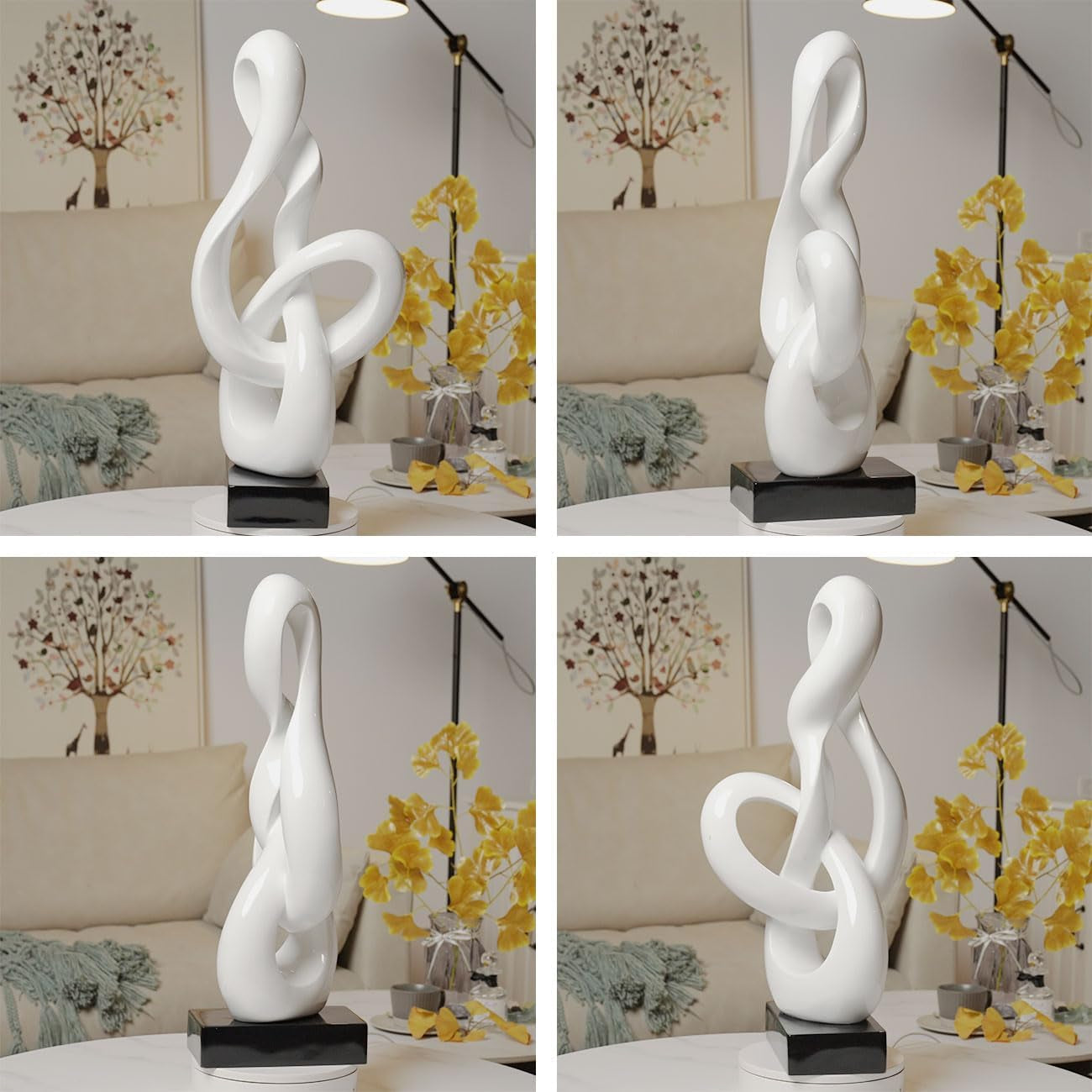 Modern Home Decor Treble Clef Sculpture Piano Gift Art Music Statue for Bookshelf Desktop Office Table White 23 Inch
