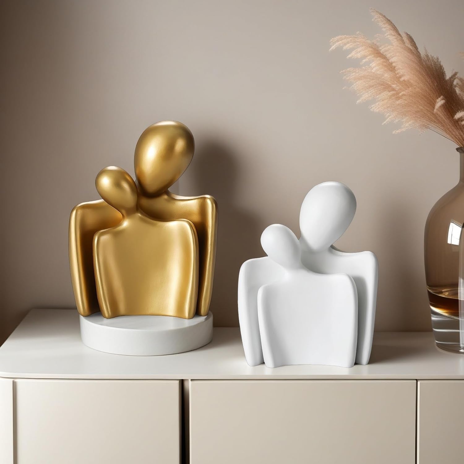 Sculptures Home Decor Lover Statues- 8 Inch, Resin Modern Home Decor Couple Statues，Decorations for Living Room Office Bookshelf Bedroom