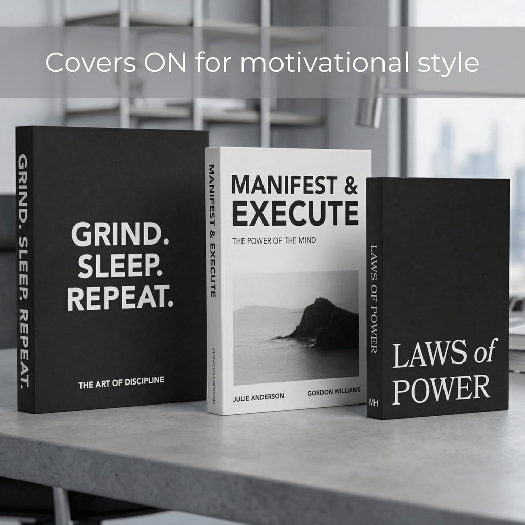 Decorative Coffee Table Books Set of 3 Black & White Design Books with Removable Covers and Real Blank Pages for Modern Home Decor, Shelf Styling and Aesthetic Interiors